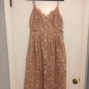 NWT ASTR THE LABEL Rose Gold Lace A-Line Midi